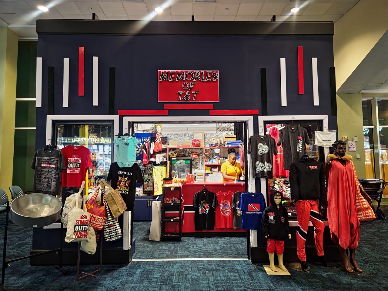 Memories of T&T shop, offering a variety of local souvenirs and Trinidad and Tobago-themed items.